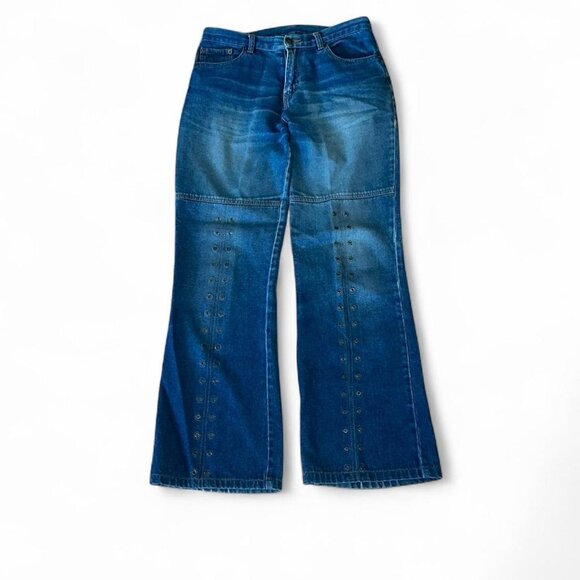 Vintage Clio Flare Denim Jeans With studded eyelet detail size 8 - Picture 1 of 4